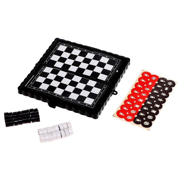Настольная игра «Шашки, шахматы», 2 в 1, на магнитах - фото 1887921593
