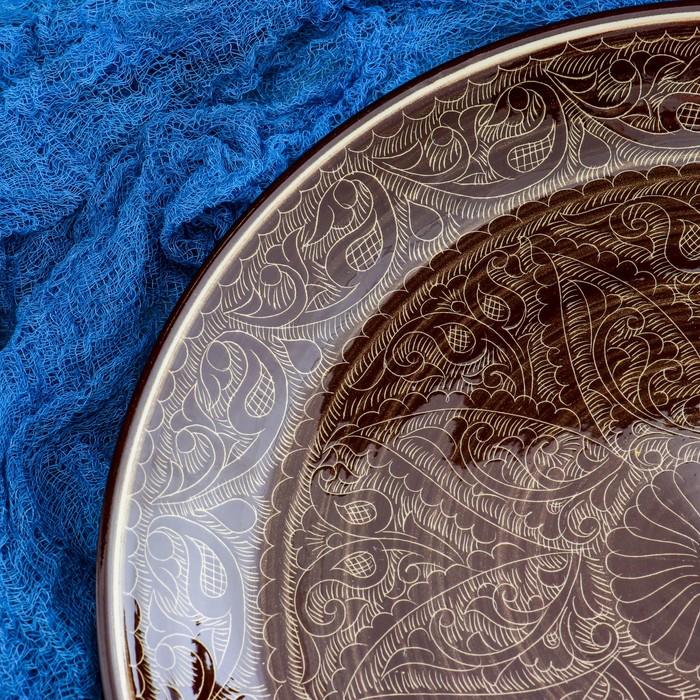 Ляган Риштанская Керамика "Узоры", 36 см коричневый - фото 1905605638