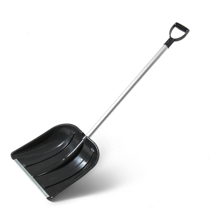 Лопата для уборки снега, пластиковый ковш 410×418 мм, оцинкованная планка, алюминиевый черенок, «Метель»