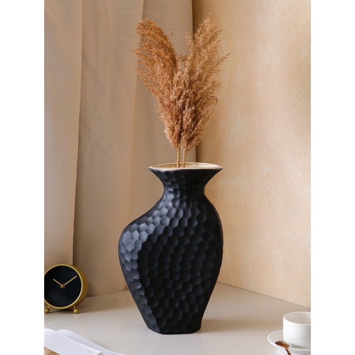 Ваза керамическая "Луна", настольная, матовая, чёрная, 38 см - Фото 1