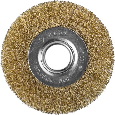 Щетка дисковая "ЗУБР" 35187-100_z01, для УШМ, латунированная 0.3 мм, стальная, 22.2х100 мм