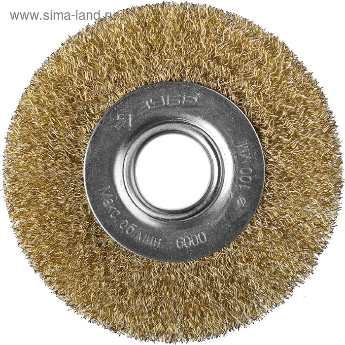 Щетка дисковая "ЗУБР" 35187-100_z01, для УШМ, латунированная 0.3 мм, стальная, 22.2х100 мм - Фото 1