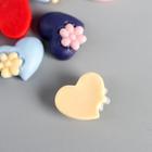 Декор для творчества пластик "Сердце с цветочком" набор 20 шт матовый МИКС 1,3х1,3 см - фото 6256597