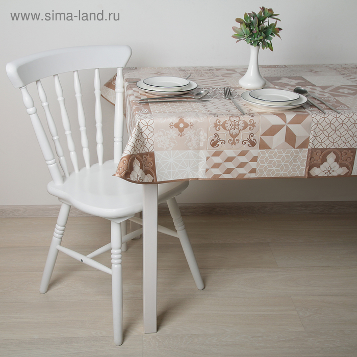 Скатерть на нетканой основе многоразовая с бейкой «Геометрия», 135×110 см, цвет коричневый - Фото 1