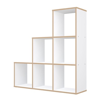 Стеллаж Polini Home Smart, 6 секций, цвет белый, эффект фанеры