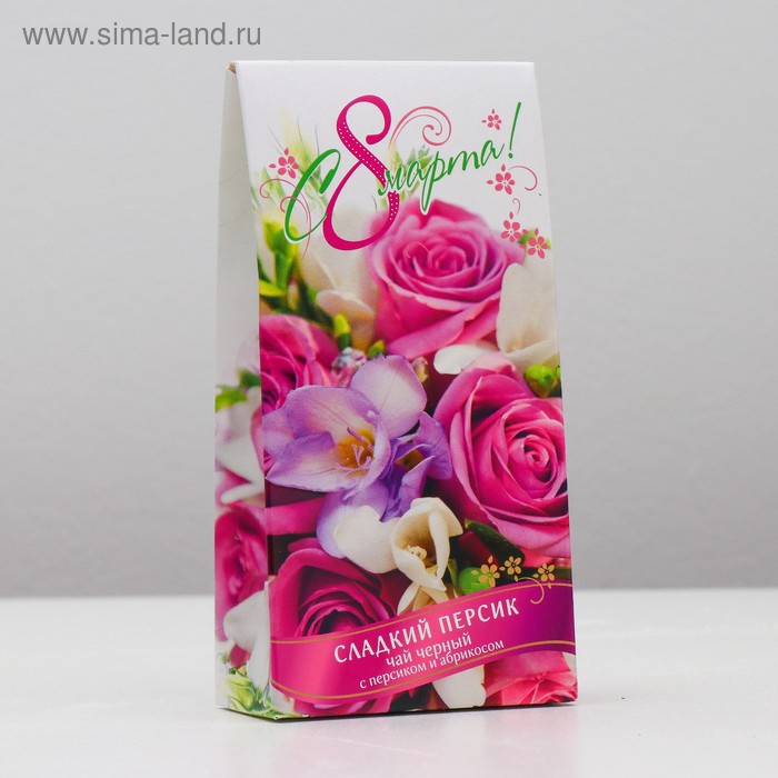 С 8 марта! Чай чёрный FruTea крупнолистовой, сладкий персик, 50 г - Фото 1