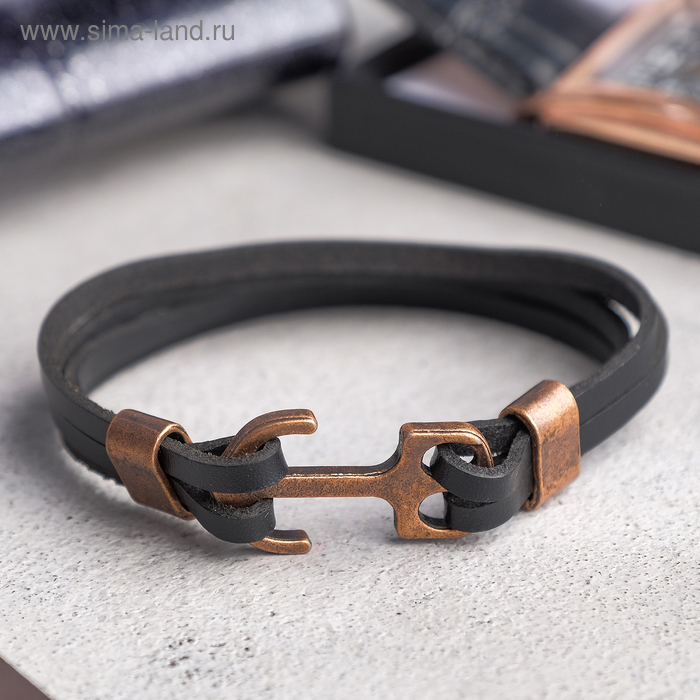 Браслет мужской «Победа», цвет чёрный с медным, 22 см - Фото 1