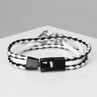 Браслет кожаный «Параллели» якорь с черепом, чёрно-белый с серебром, 21.5 см - Фото 4