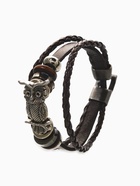 Браслет кожаный «Совушка», коричневый в чернёном серебре,20 см - Фото 4