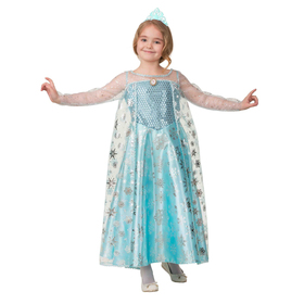 Карнавальный костюм "Эльза сатин", платье, корона, р.32, р122 см 5094-122-64