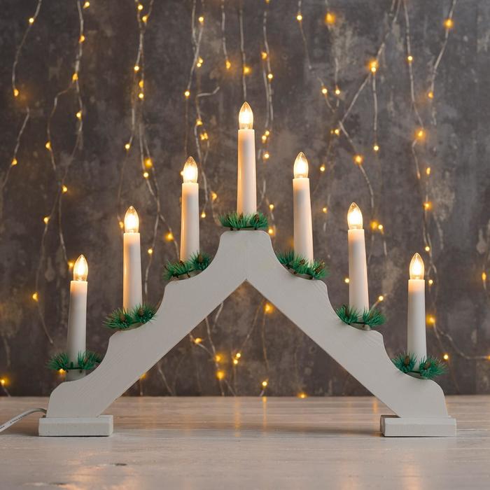 Светодиодная фигура «Рождественская горка» 39 × 31 × 5 см, дерево, 220 В, свечение тёплое белое, УЦЕНКА - Фото 1