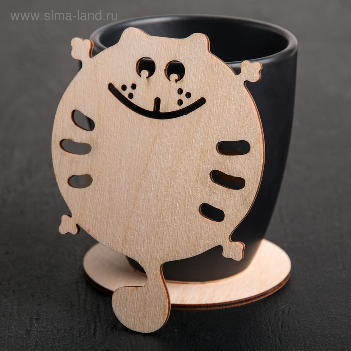 Подставка под кружку Доляна «Котёнок», 12×9 см, дерево - Фото 1
