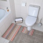 Набор ковриков для ванны и туалета «Полосатик», мелкая полоска, 2 шт: 39×45, 45×75 см - Фото 1