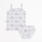 Комплект для девочки (майка, трусы), цвет серый/кошка, рост 128 см (34) - Фото 1