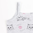 Комплект для девочки (майка, трусы), цвет серый/кошка, рост 128 см (34) - Фото 2