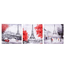 Модульная картина "Осенний Париж" 93х31 см (3 - 31х31см)