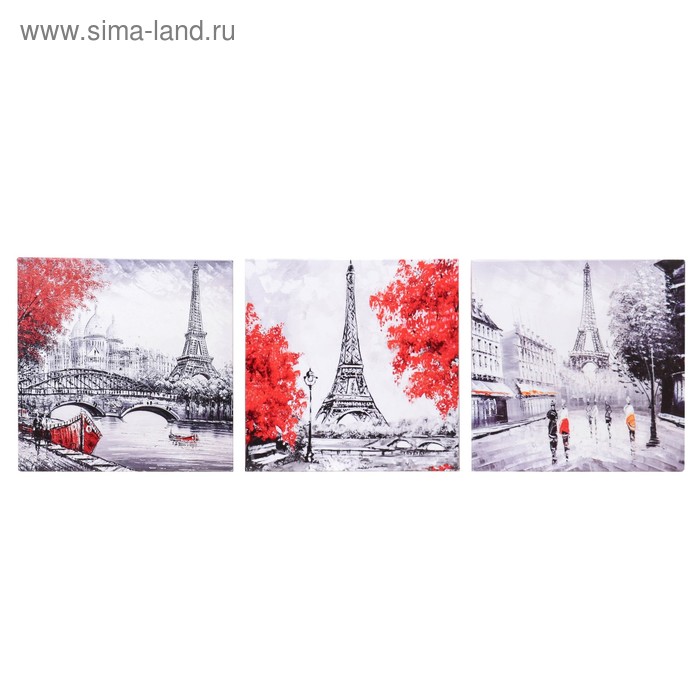 Модульная картина "Осенний Париж" 93х31 см (3 - 31х31см) - Фото 1