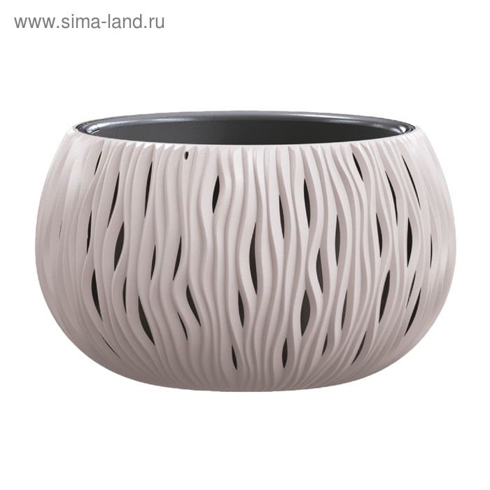 Кашпо SANDY BOWL, 2 предмета: внутренняя и наружная ёмкости, 9 л, цвет мокко - Фото 1