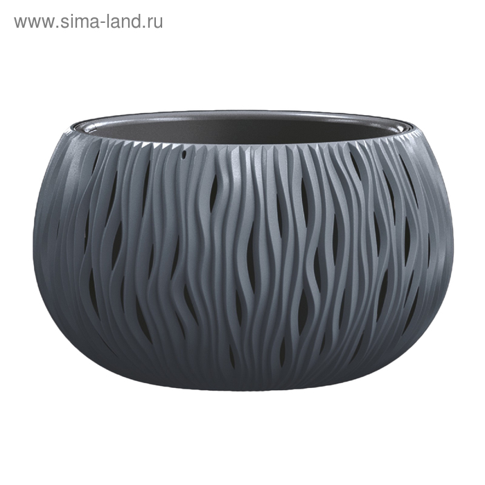 Кашпо SANDY BOWL, 2 предмета: внутренняя и наружная ёмкости, 9 л, цвет антрацит - Фото 1