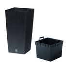 Кашпо RATO SQUARE, 2 предмета: внутренняя и наружная ёмкости, 21 и 49 л, цвет чёрный - Фото 2