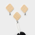 Крючки самоклеящиеся Доляна «Ромб», 3 шт., светлое дерево - Фото 4