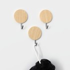 Крючки самоклеящиеся Доляна «Круг», 3 шт., светлое дерево - Фото 4