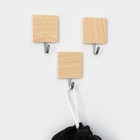 Крючки самоклеящиеся Доляна «Квадрат», 3 шт., светлое дерево - Фото 3