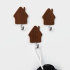 Крючки самоклеящиеся Доляна «Деревянные домики», 3 шт, цвет тёмное дерево - фото 7426002