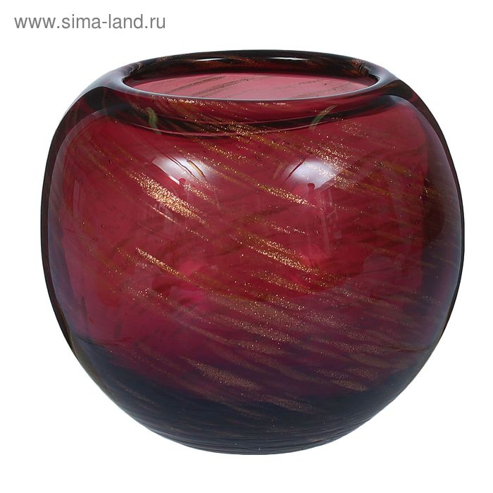 ваза стекло метелица 12*13,5 см бордо - Фото 1
