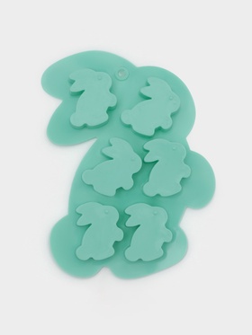 Форма для конфет и шоколада Доляна «Заяц», силикон, 15?11.5 см, 6 ячеек (3.8?3.5 см), бирюзовая (комплект 2 шт)