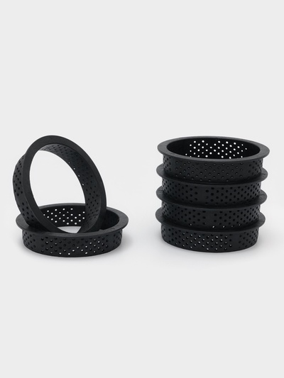 Формы для выпечки тарта Доляна, перфорированные, внутренний d=8.3 см, набор 6 шт., чёрный