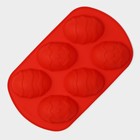 Форма для выпечки Доляна «Пасха. Пасхальные яйца», силикон, 32,5×19,5 см, 6 ячеек (9,7×6,8 см), цвет красный - фото 4292286