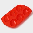 Форма для выпечки Доляна «Пасха. Пасхальные яйца», силикон, 32,5×19,5 см, 6 ячеек (9,7×6,8 см), цвет красный - фото 4292287