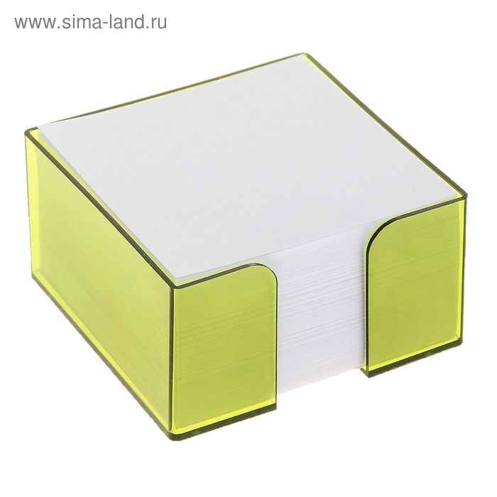 Блок бумаги для записей, в пластиковом боксе, 9 x 9 x 5 см, белый, 80 г/м2, бокс тонированный зелёный, «Сочный офис» - Фото 1