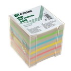 Блок бумаги для записей Стамм «Офис», 9 x 9 x 9 см, в пластиковом, прозрачном боксе, 65 г/м2, цветной - Фото 2