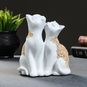 Фигура "Кот и Кошка" белая с золотом, 14х13см 4683988