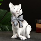 Фигура "Кот с бантом сидит" белый, 23х15см - фото 8910866