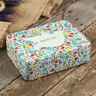 Шкатулка металл прямоугольная "Нарисованные цветочки" матовая 6,5х21х15,5 см - Фото 1