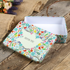 Шкатулка металл прямоугольная "Нарисованные цветочки" матовая 6,5х21х15,5 см - Фото 2