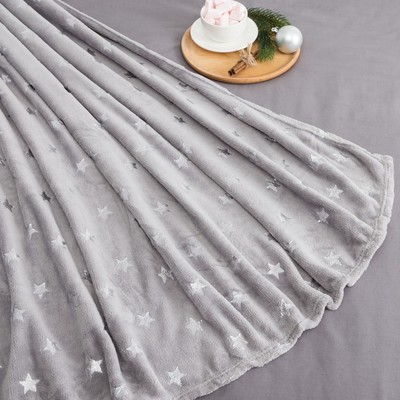 Плед Этель «Серебряные звёздочки», серый, 180х200 см, корал-флис