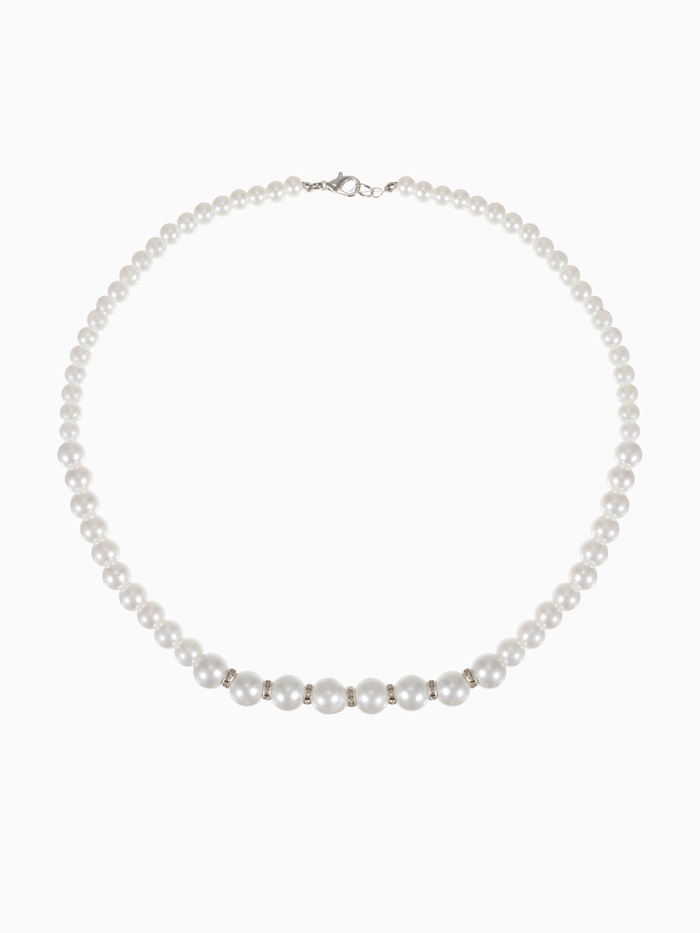 Бусы «Невеста» с жемчугом, бусины со стразами, шар № 4.6.8, белые, 45 см - Фото 1