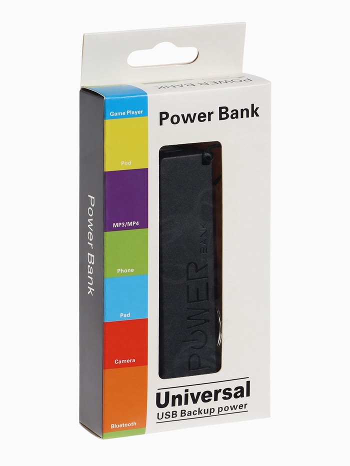 Внешний аккумулятор PB-03, 2200 мАч, USB, 1 А, крепление кольцо, чёрный - Фото 1