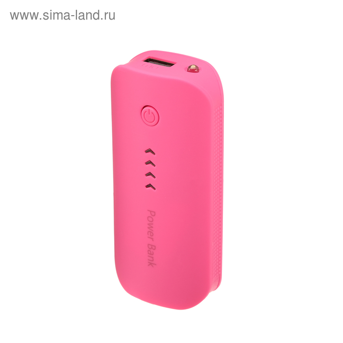 Внешний аккумулятор LuazON, 3600 мАч, USB, 1 А, индикатор зарядки, розовый - Фото 1