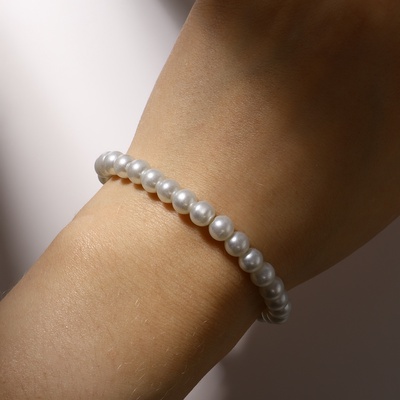 Браслет жемчуг «Невеста» шар №4, цвет белый, d=5,5 см