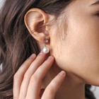 Серьги с жемчугом «Невеста» бусины d=1, со стразами, белые - Фото 2