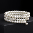 Браслет жемчуг «Невеста» бусины d=0,5, 3 ряда с пружинкой, цвет белый - Фото 4