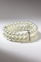 Браслет жемчуг «Невеста» бусины d=0.8 два ряда, со стразами, цвет молочный - Фото 2