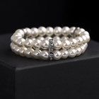 Браслет жемчуг «Невеста» бусины d=0.8 два ряда, со стразами, цвет молочный - Фото 4