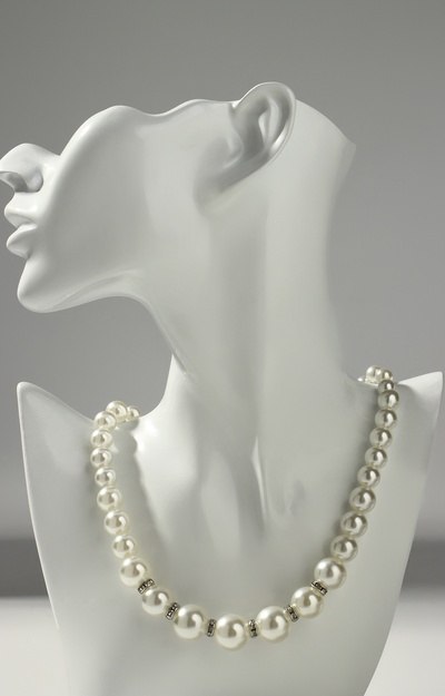 Бусы «Невеста» с жемчугом, со стразами, шар №10.12, цвет молочный, 45 см