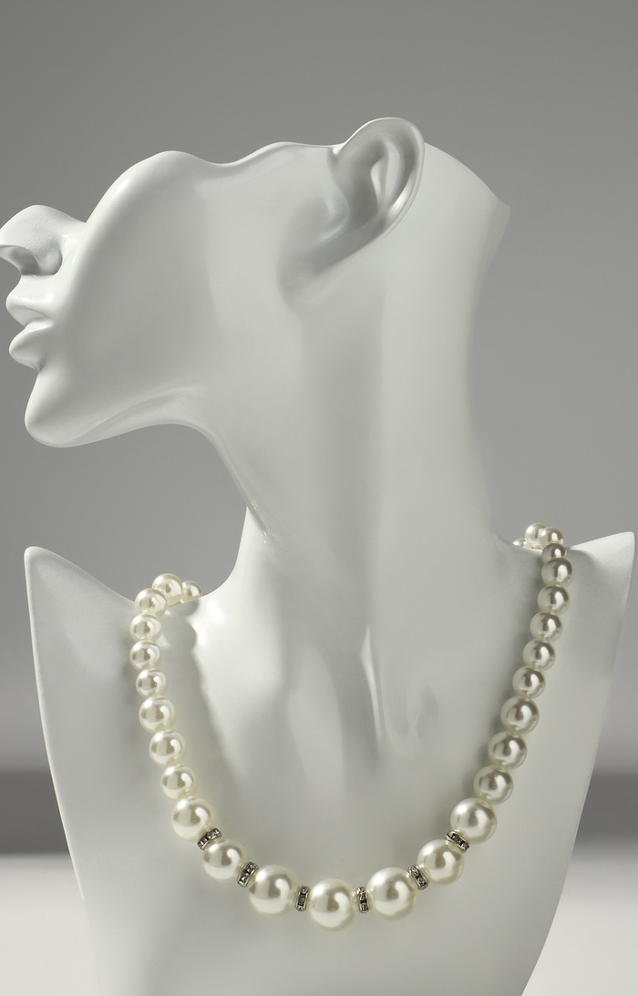 Бусы «Невеста» с жемчугом, со стразами, шар №10.12, цвет молочный, 45 см